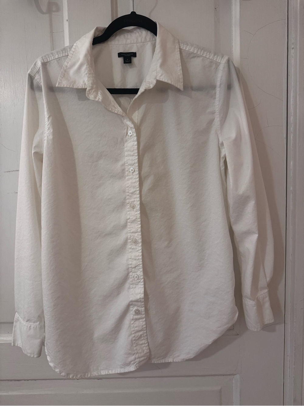 Ann Taylor White Button-Down Cotton Shirt